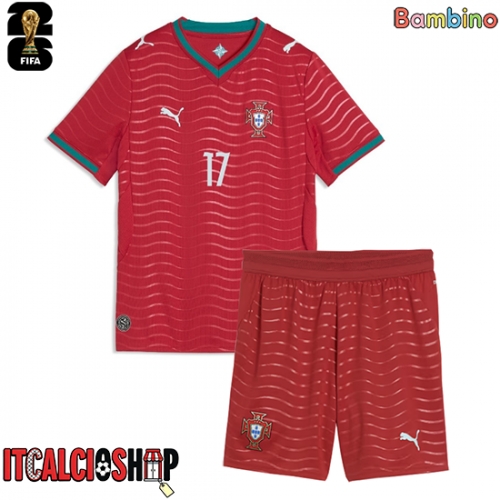 Portogallo Rafael Leao #17 Prima Maglia Bambino Mondiali 2026 Manica Corta (+ Pantaloni corti)